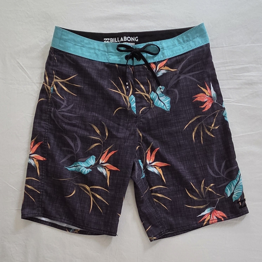 Billabong Black and Blue Board Shorts Vibrant Tropical Style